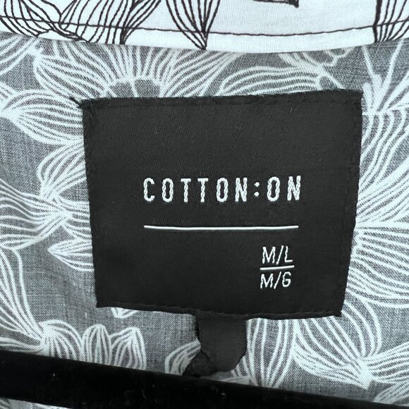 Cotton On Long Kimono Duster M/L Black White Floral Print Open Front Oversized - Picture 2 of 9